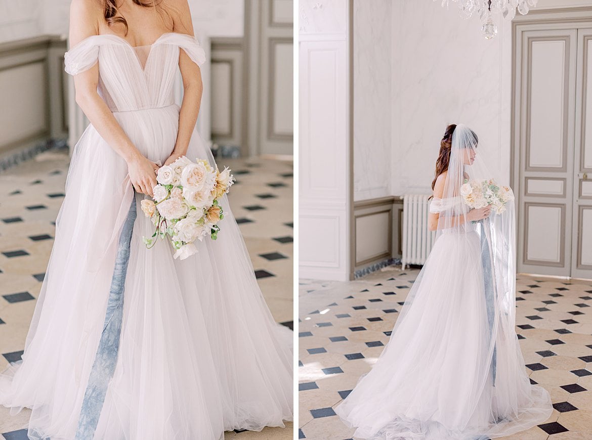 Dusty Blue Wedding Editorial at Château de Courtomer France