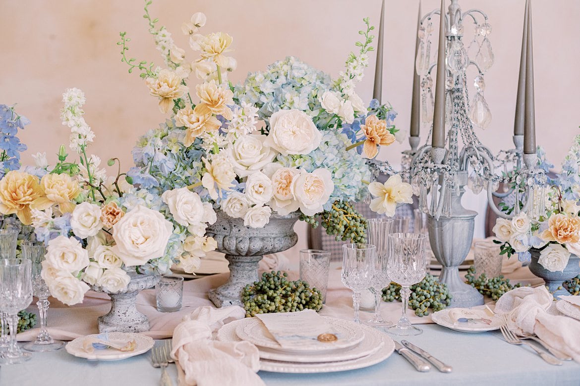 Dusty Blue Wedding Editorial at Château de Courtomer France