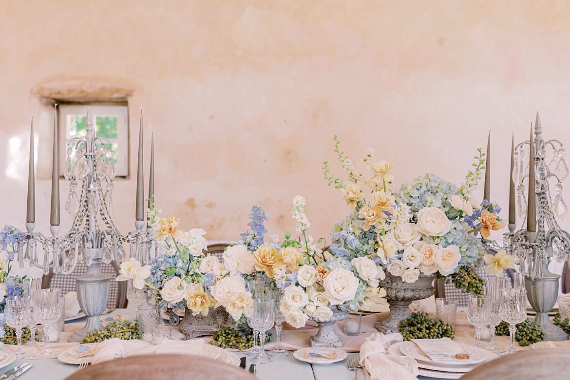 Dusty Blue Wedding Editorial at Château de Courtomer France