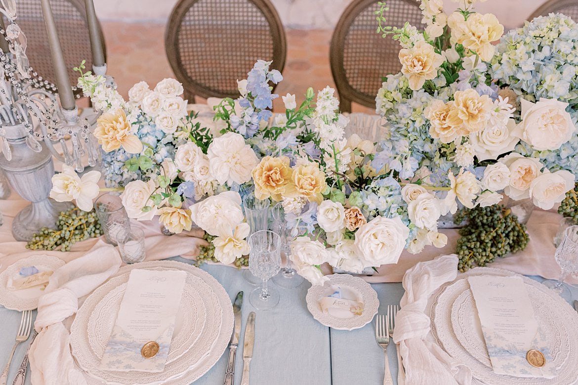 Dusty Blue Wedding Editorial at Château de Courtomer France