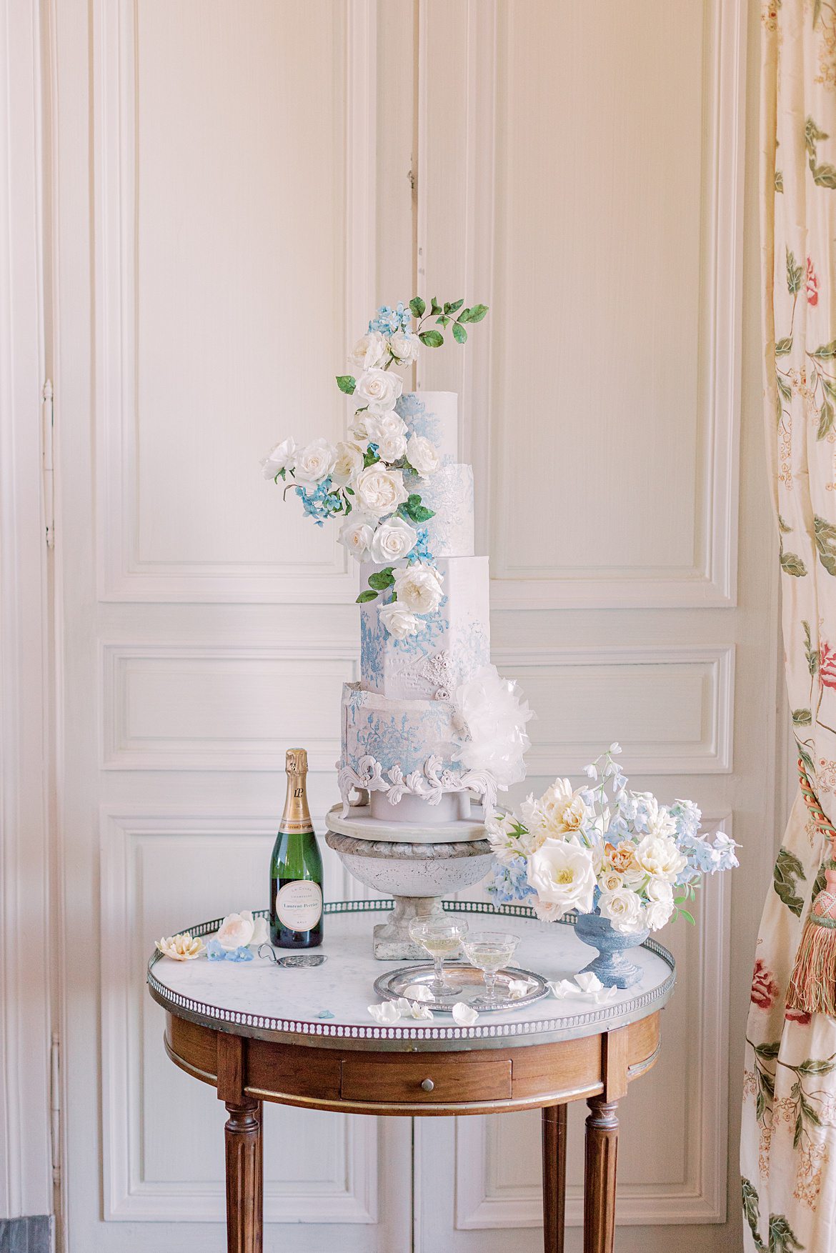 Dusty Blue Wedding Editorial at Château de Courtomer France