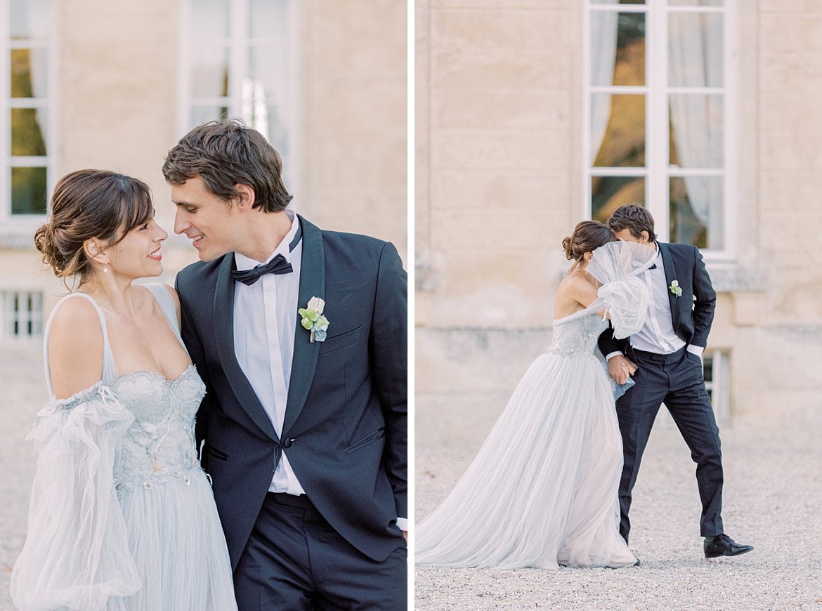 Dusty Blue Wedding Editorial at Château de Courtomer France