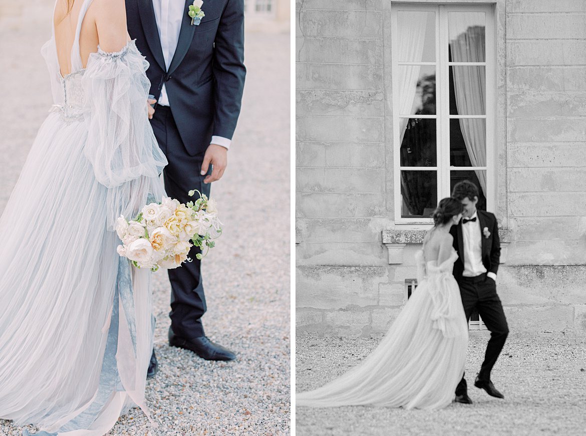 Dusty Blue Wedding Editorial at Château de Courtomer France