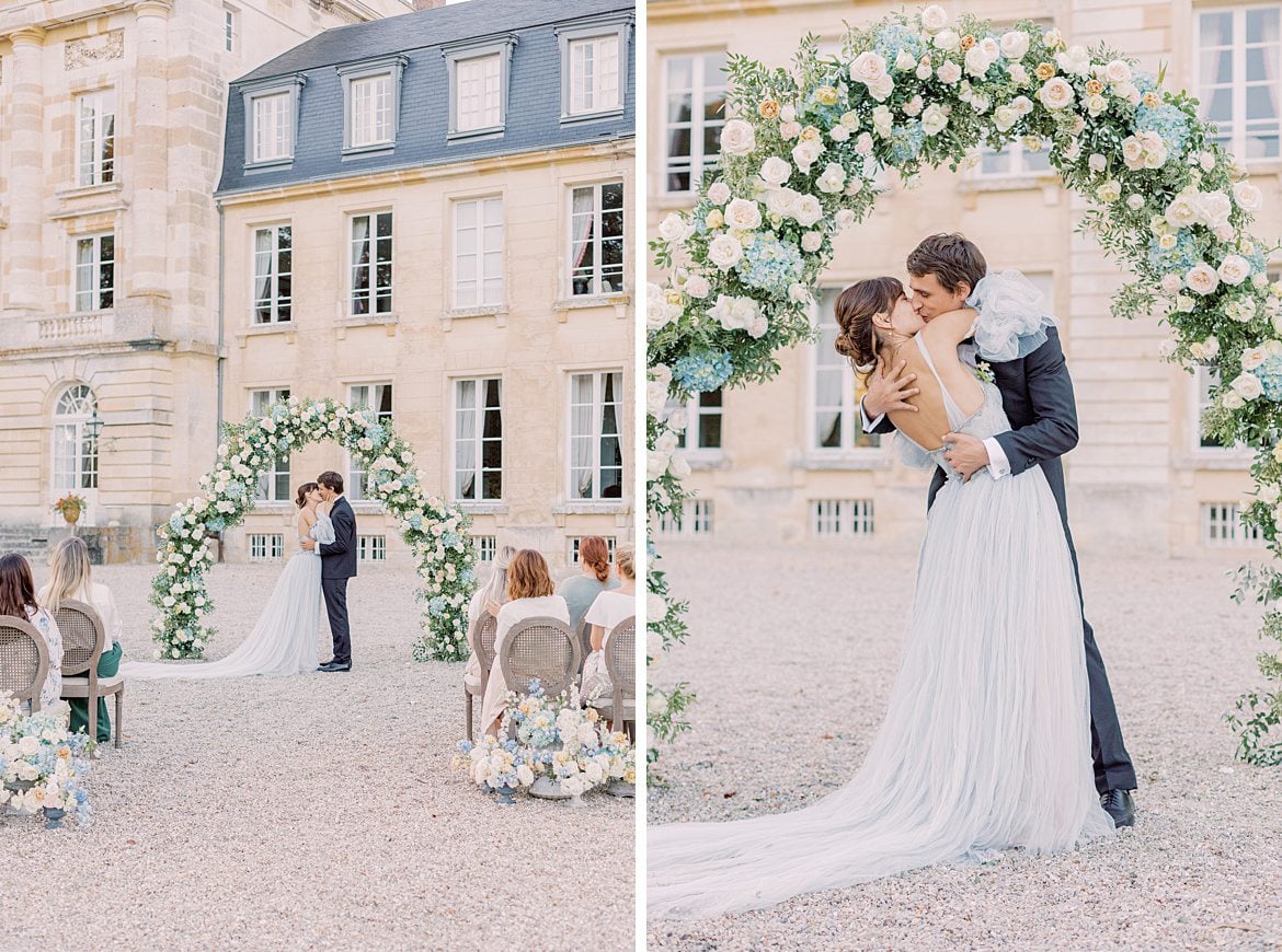 Dusty Blue Wedding Editorial at Château de Courtomer France