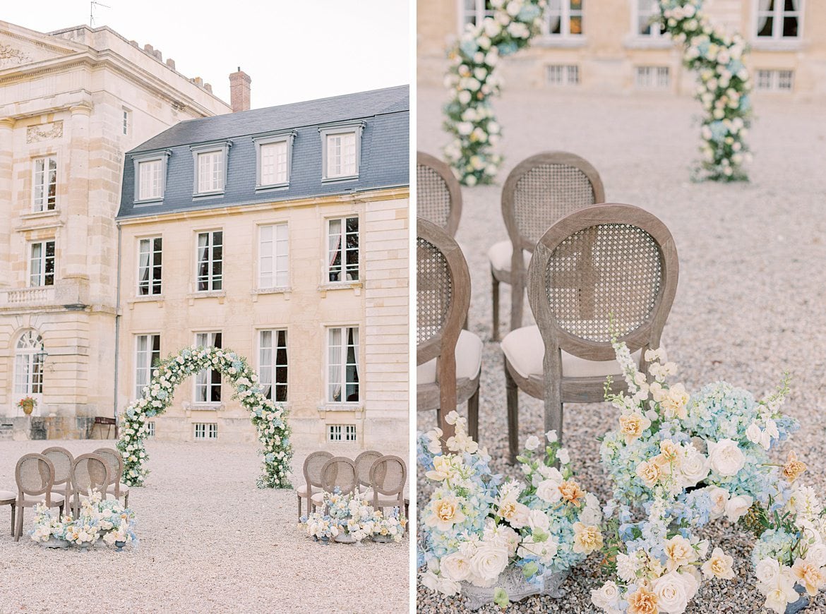 Dusty Blue Wedding Editorial at Château de Courtomer France