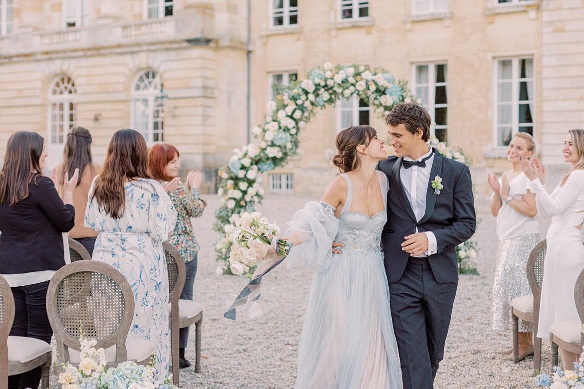 Dusty Blue Wedding Editorial at Château de Courtomer France