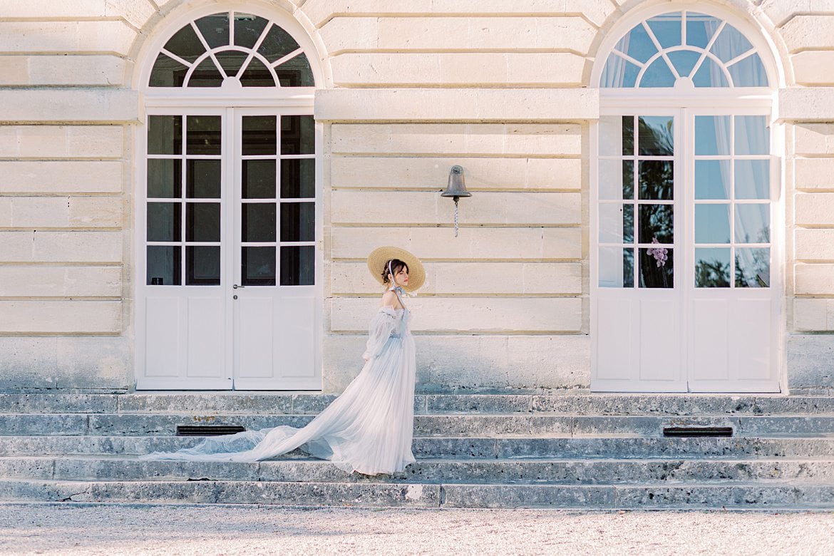 Dusty Blue Wedding Editorial at Château de Courtomer France