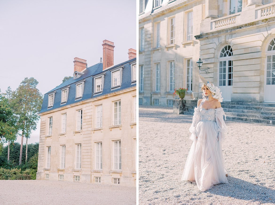 Dusty Blue Wedding Editorial at Château de Courtomer France