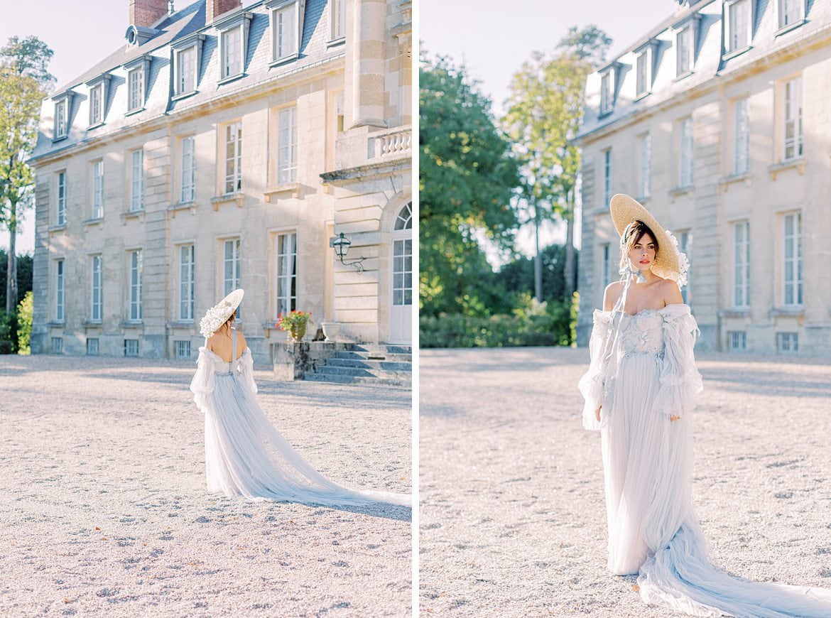 Dusty Blue Wedding Editorial at Château de Courtomer France