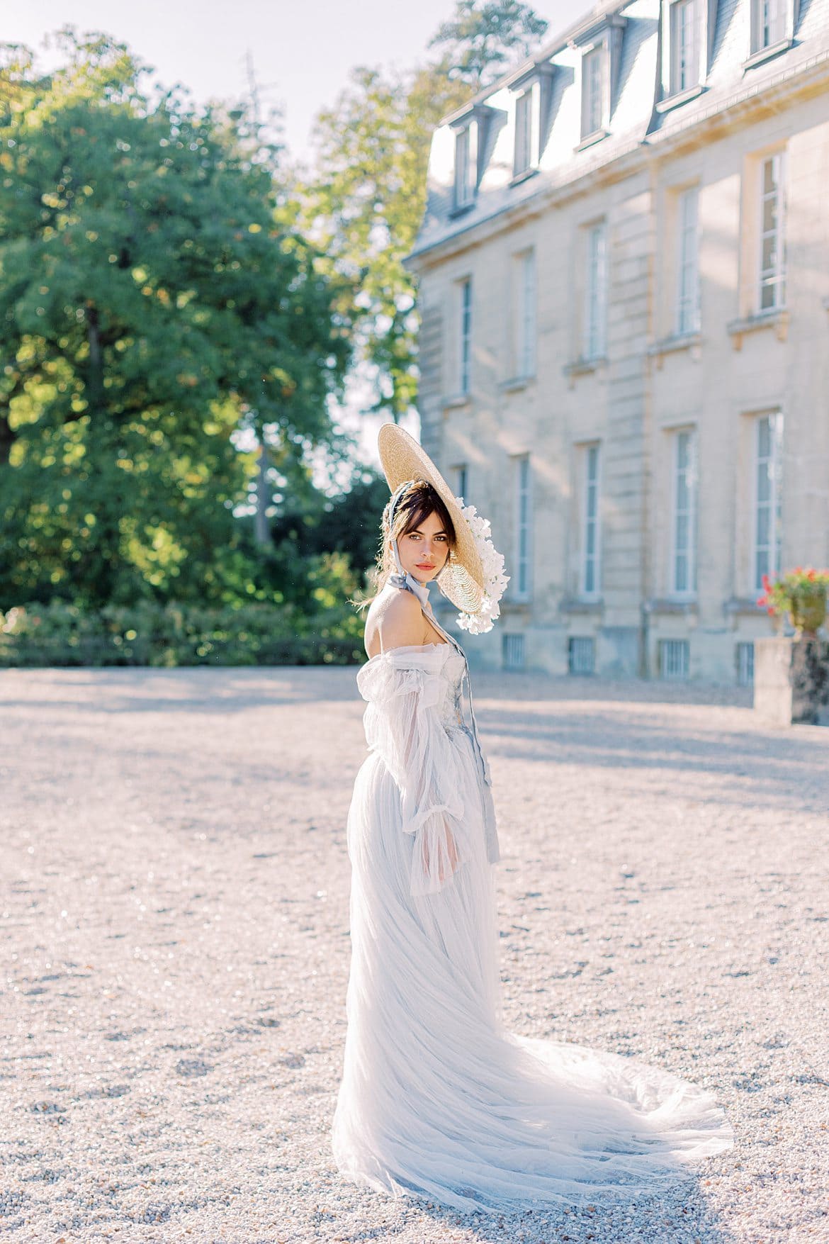 Dusty Blue Wedding Editorial at Château de Courtomer France