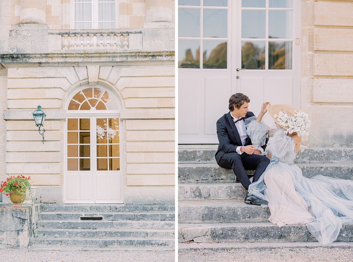 Dusty Blue Wedding Editorial at Château de Courtomer France