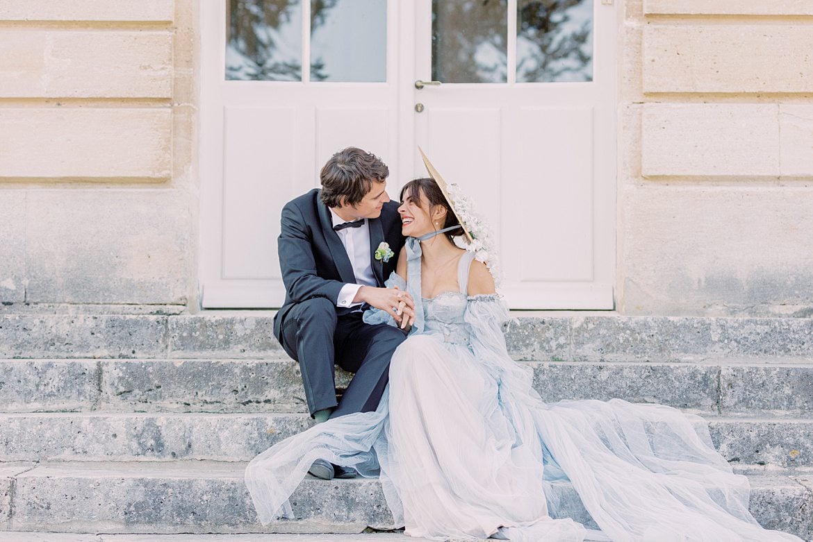 Dusty Blue Wedding Editorial at Château de Courtomer France