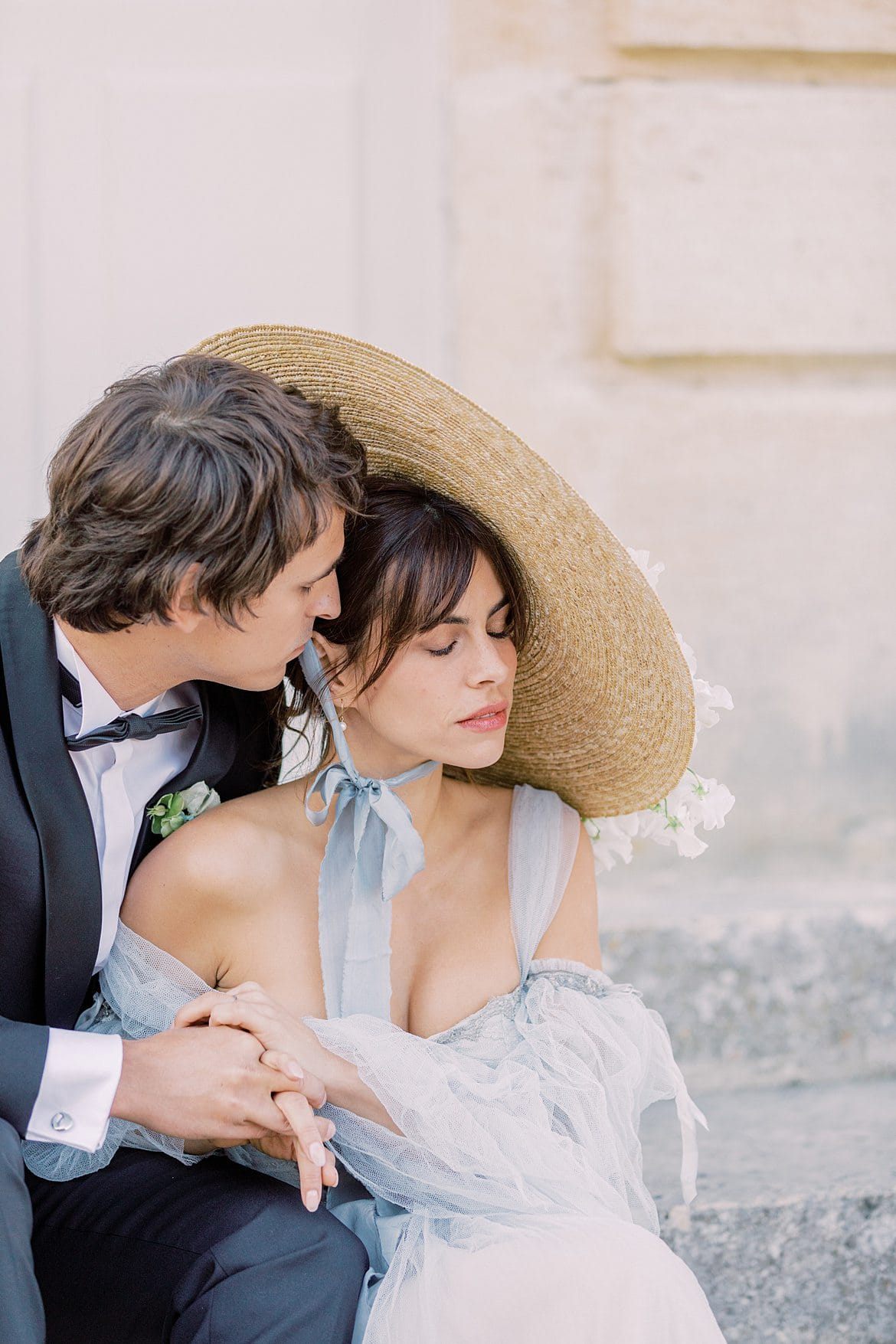 Dusty Blue Wedding Editorial at Château de Courtomer France