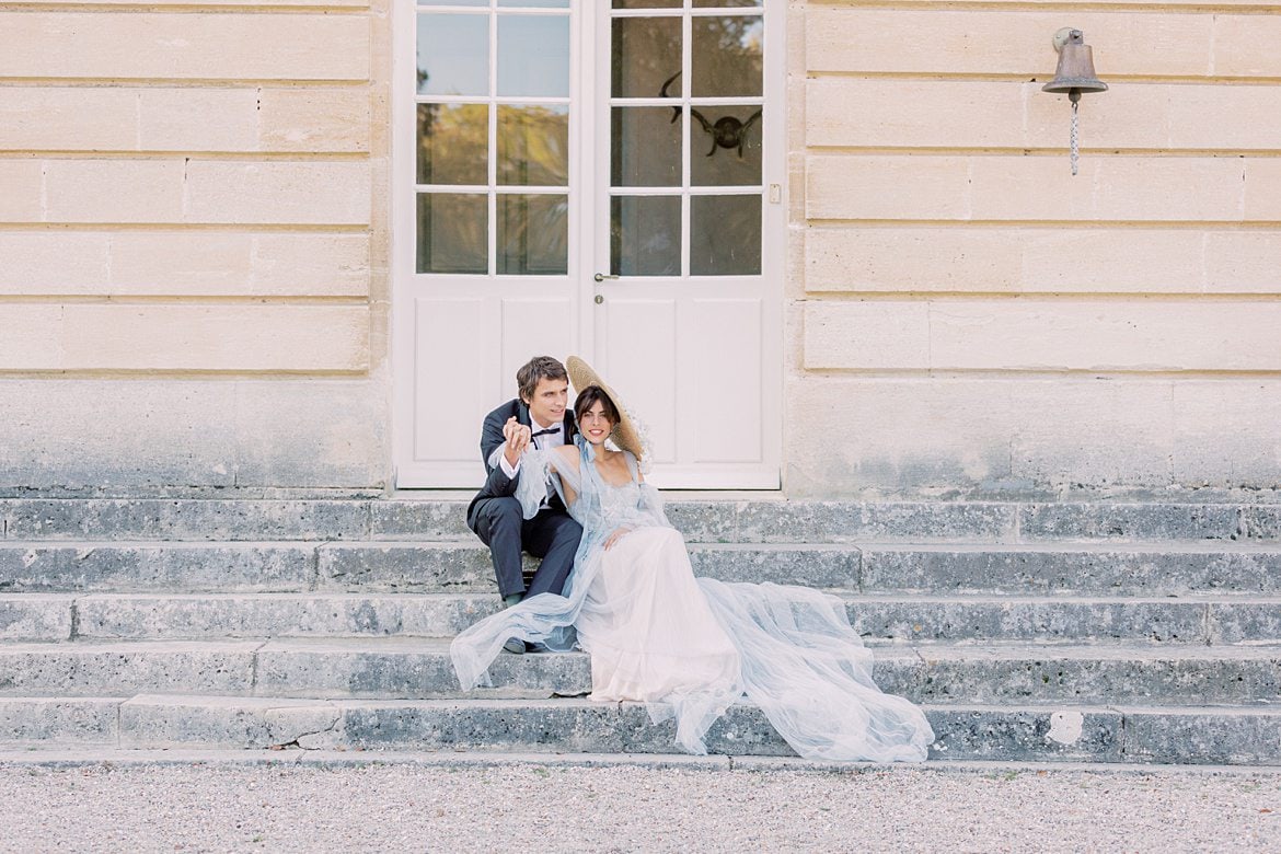 Dusty Blue Wedding Editorial at Château de Courtomer France