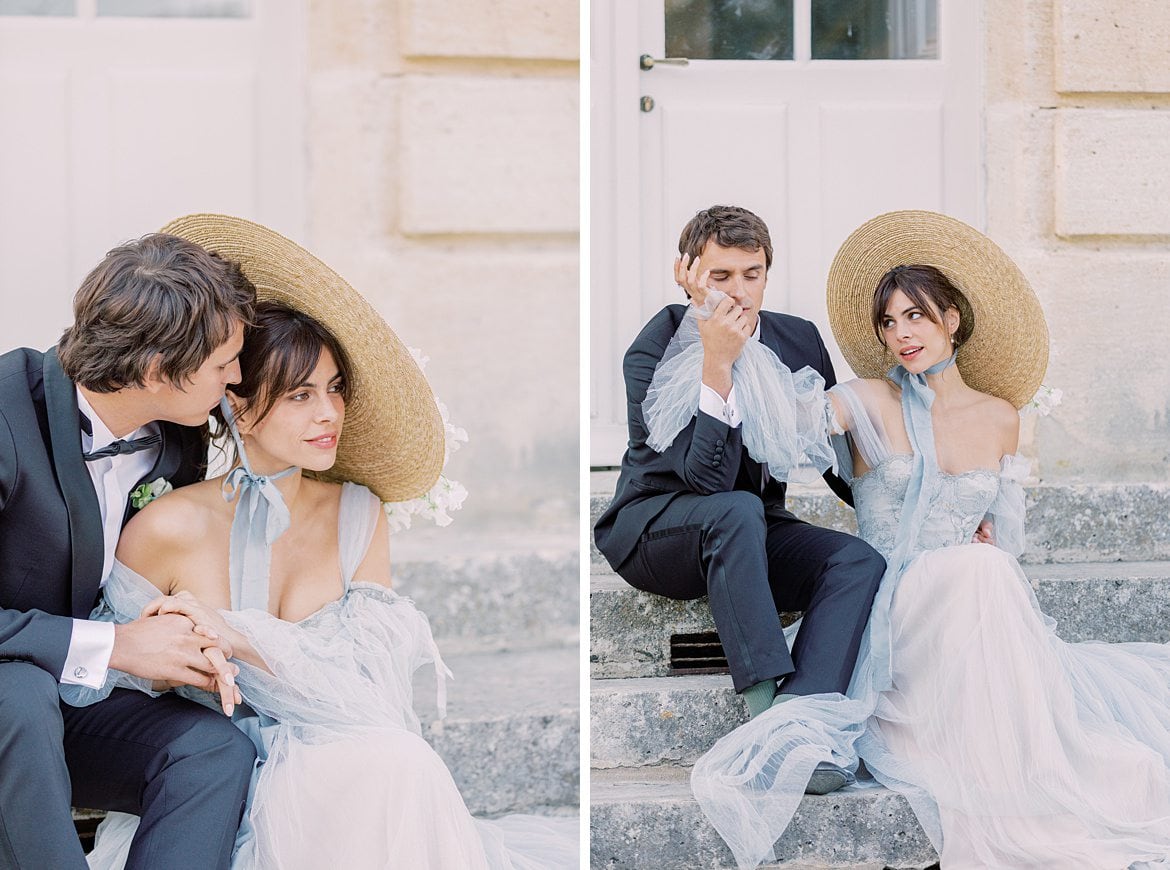 Dusty Blue Wedding Editorial at Château de Courtomer France