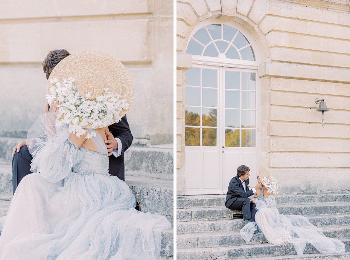 Dusty Blue Wedding Editorial at Château de Courtomer France