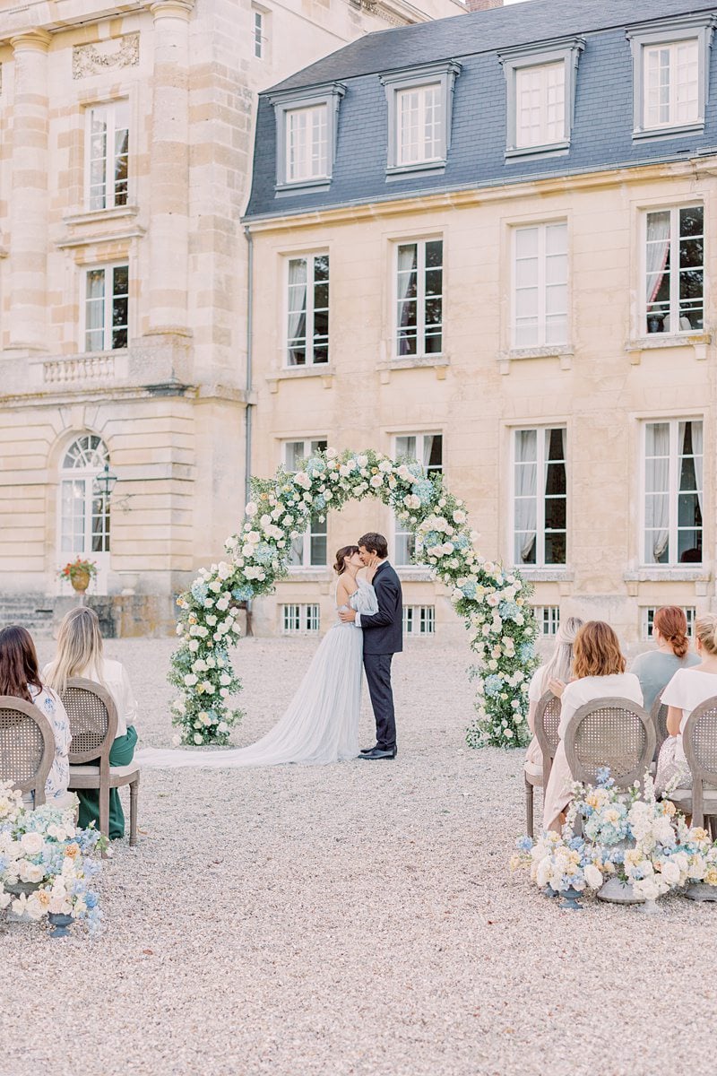 Dusty Blue Wedding Editorial at Château de Courtomer France