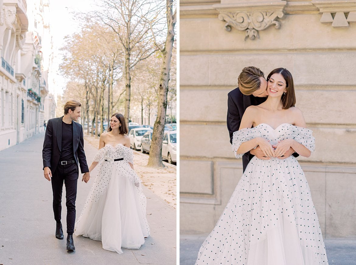 Paar spaziert durch die Straßen von Paris