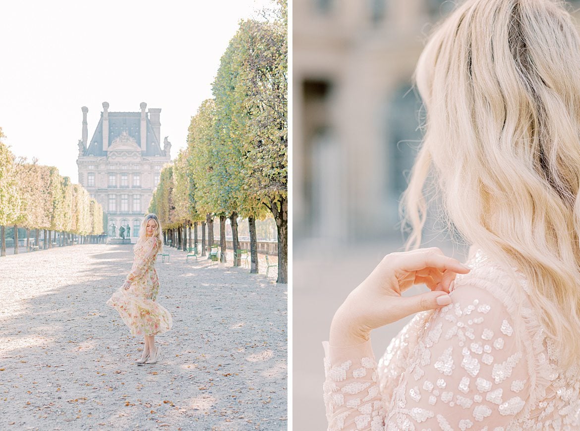 Blonde Frau in den Jardin de Tuileries in Paris