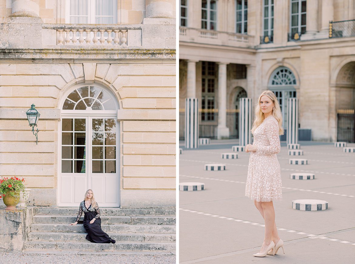 Blonde Frau beim Palais Royal Paris