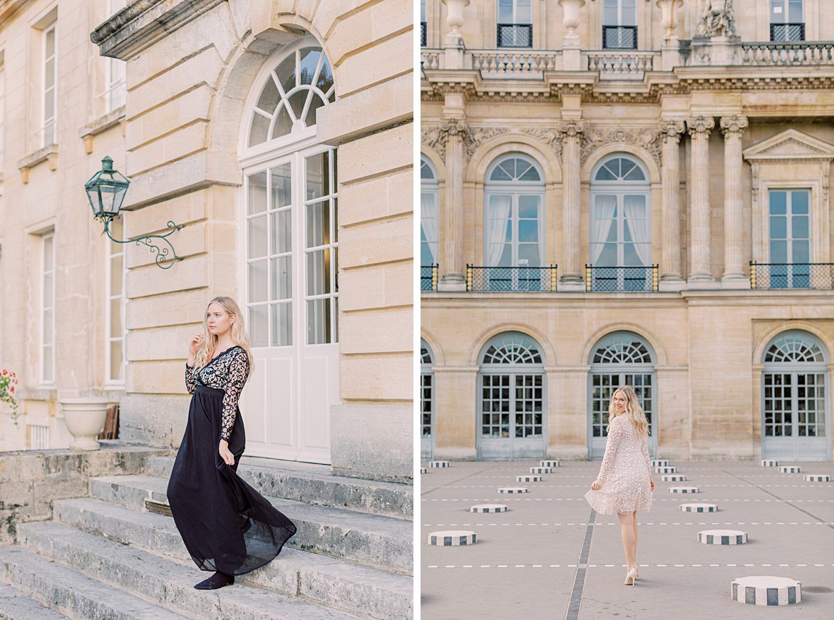 Blonde Frau beim Palais Royal Paris