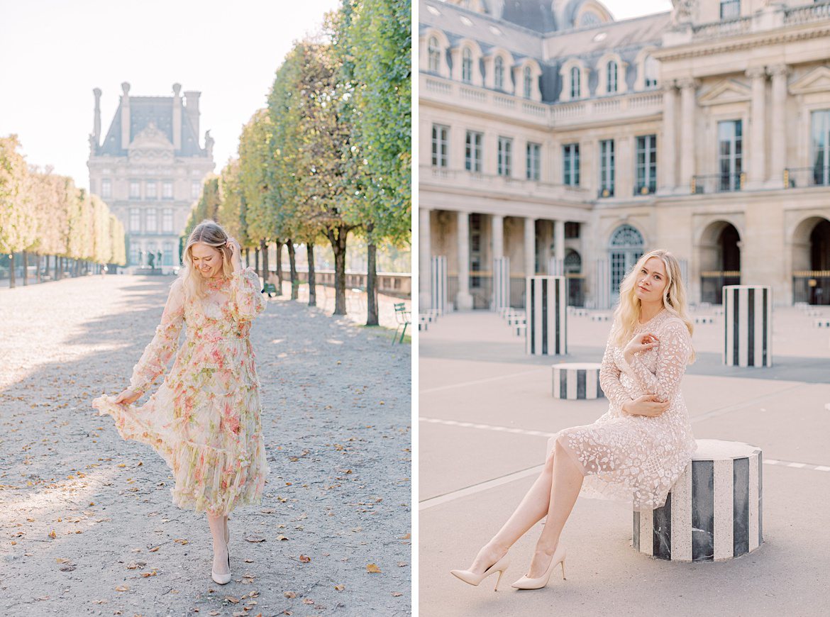 Blonde Frau beim Palais Royal Paris