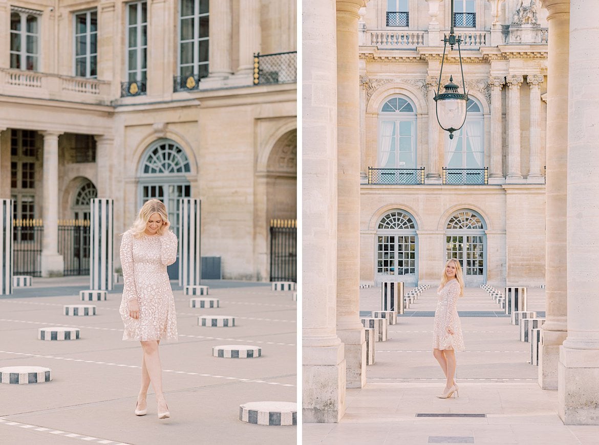 Blonde Frau beim Palais Royal Paris