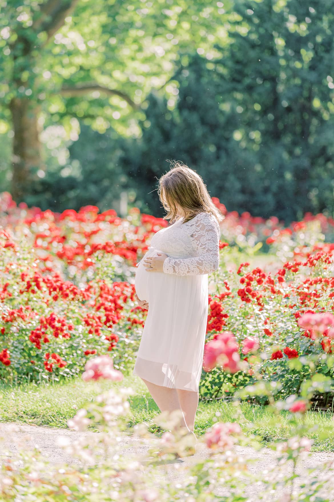 Babybauch Portraits im Rosengarten vom Stadtpark Steglitz