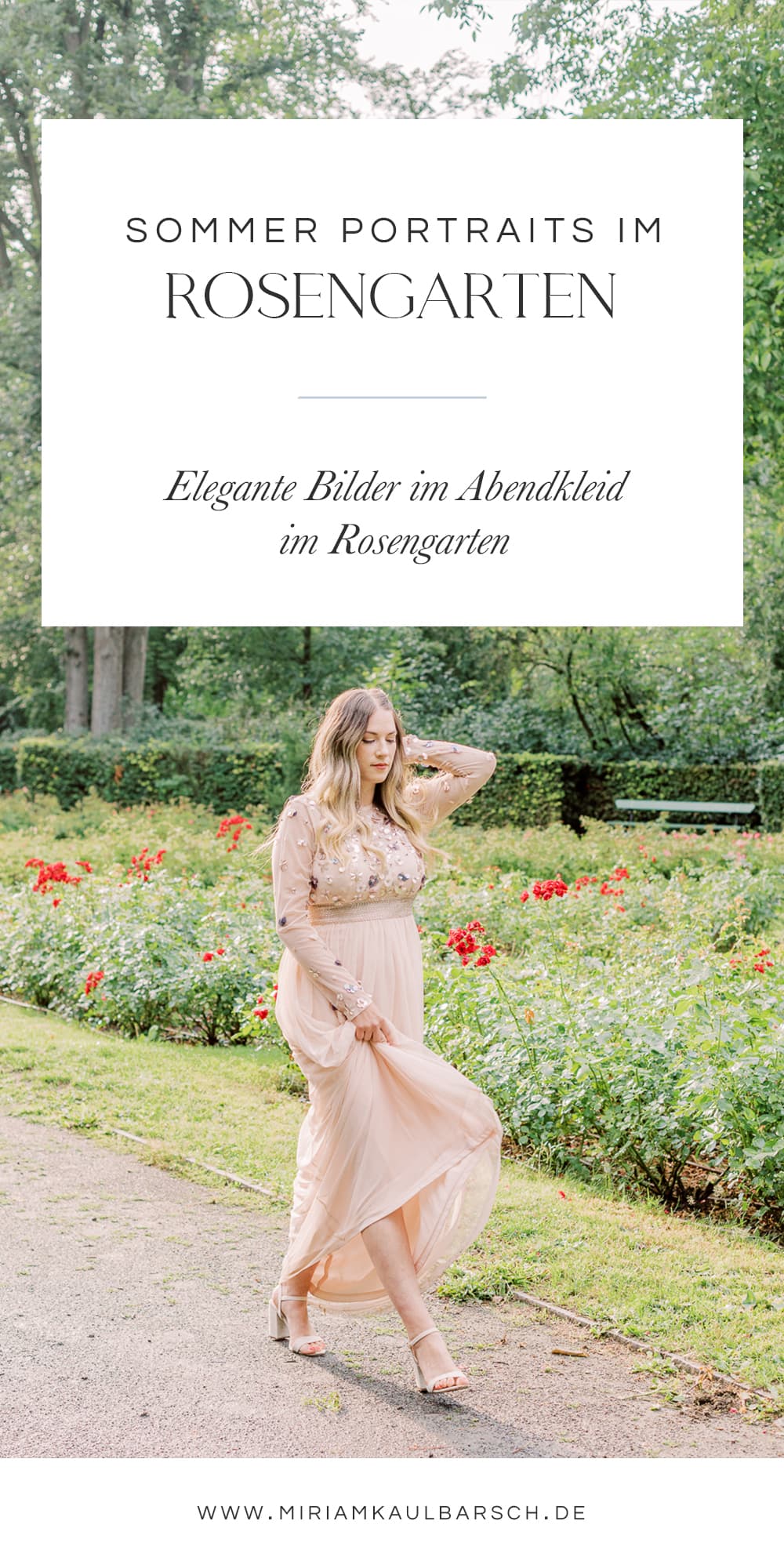 Elegante Portraits im Abendkleid im Rosengarten