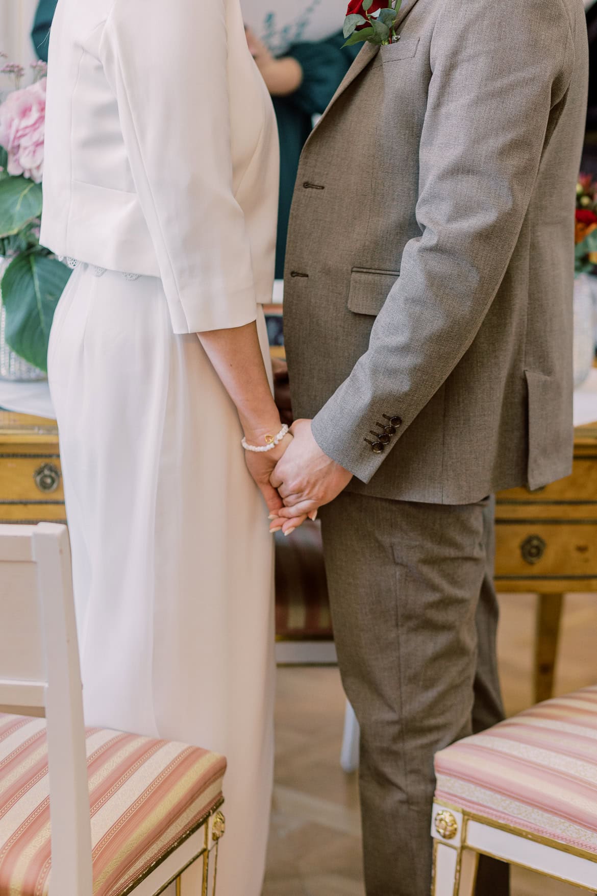 Herbst Hochzeit mit Sonne im Schloss Friedrichsfelde, Berlin