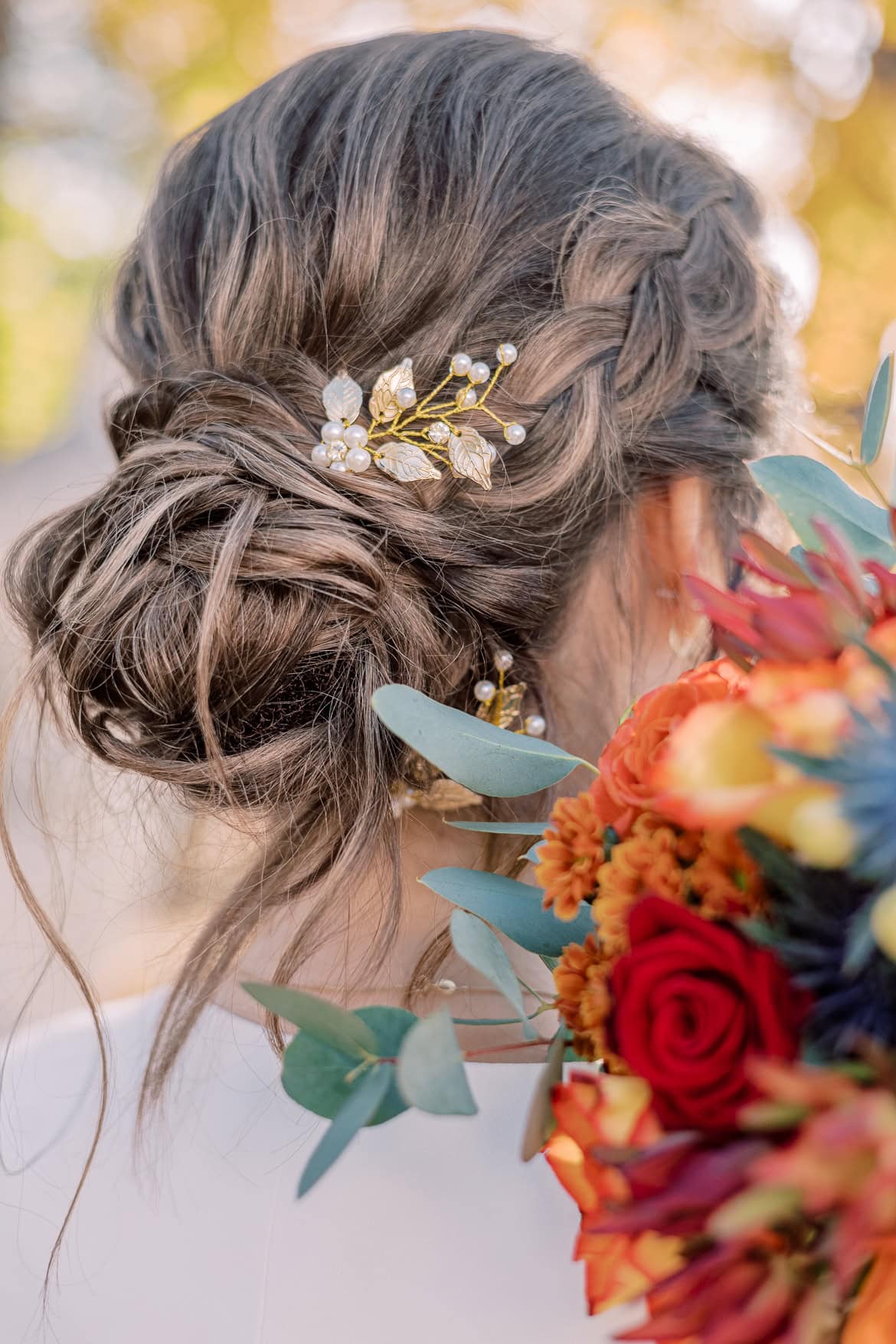 Herbst Hochzeit mit Sonne im Schloss Friedrichsfelde, Berlin